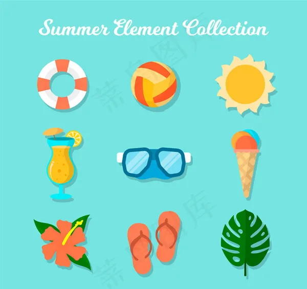 夏季元素图标ai矢量模版下载