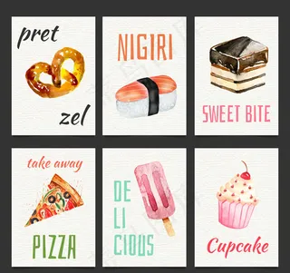 水彩绘食物卡片