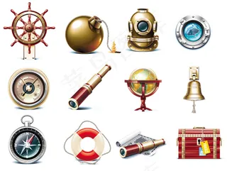 海洋旅游图标,免抠元素