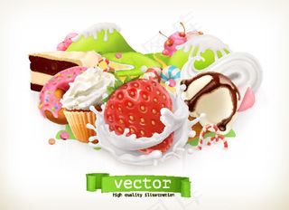 甜品美食卡通,背景元素