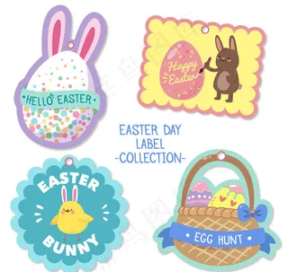 可爱复活节标签,免抠元素