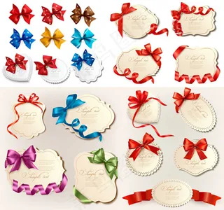 蝴蝶结标签矢量,免抠元素