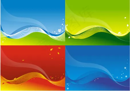 五彩波动曲线背景,背景元素