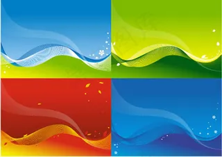 五彩波动曲线背景,背景元素