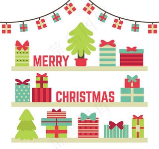 木架上的圣诞礼盒