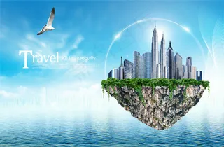 悬浮山上的建筑物