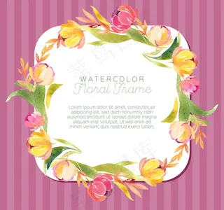 水彩绘花卉框架