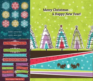 圣诞复古矢量,背景元素