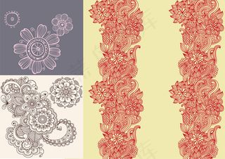 密集型手绘花纹,背景元素