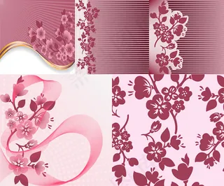 桃花点缀背景,背景元素