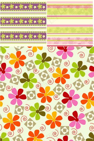 花朵条纹布艺背景,背景元素