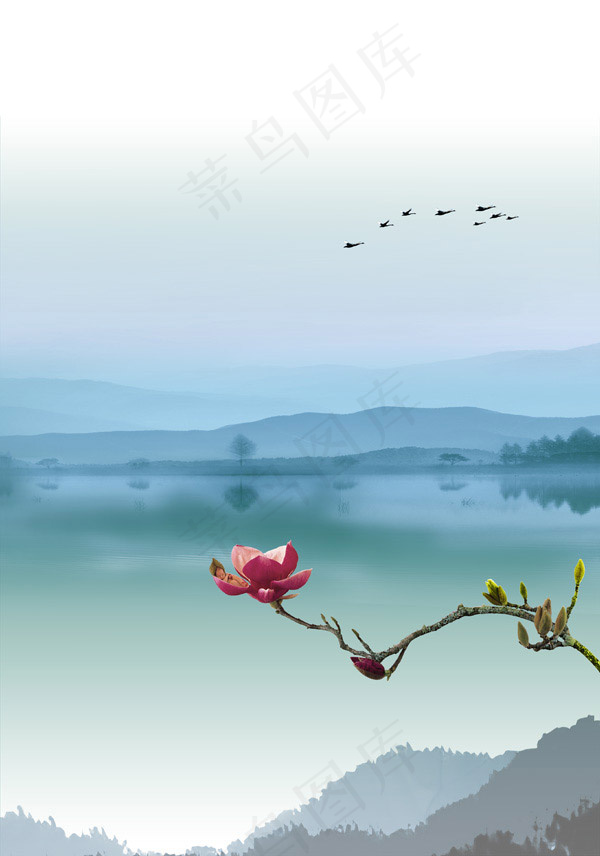 山水风景画(2677X3819(DPI:250))psd模版下载