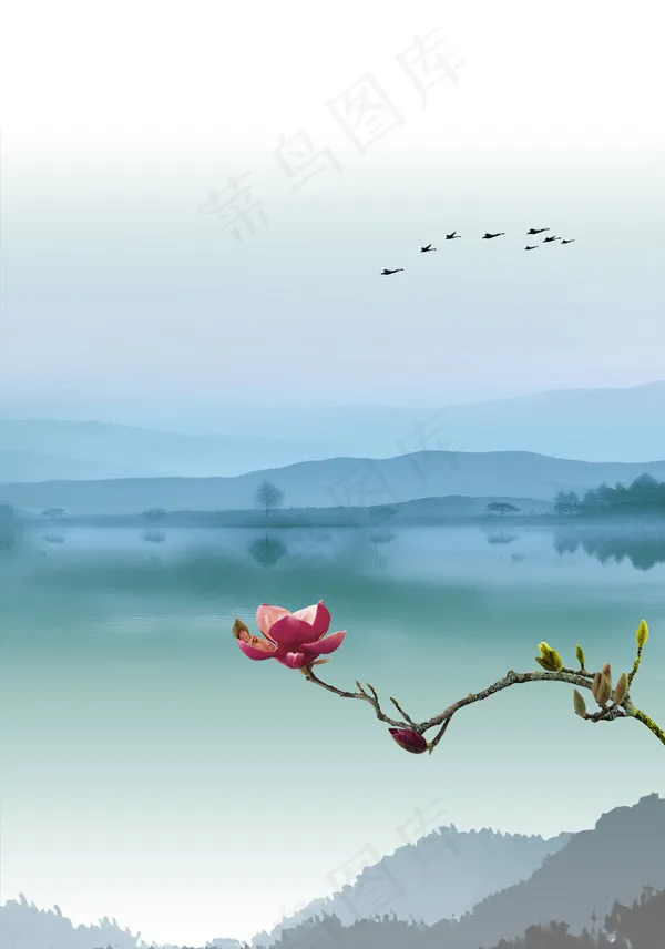 山水风景画(2677X3819(DPI:250))psd模版下载