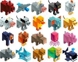 几何立体动物,免抠元素