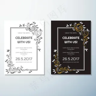 花纹边框请柬贺卡