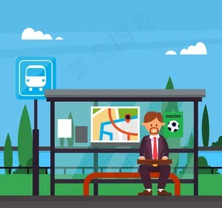 等公交车的男子