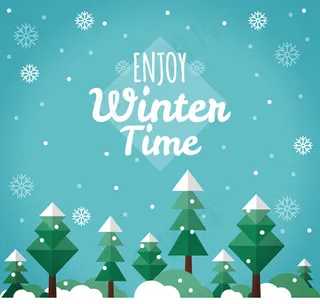 扁平化冬季树林风景