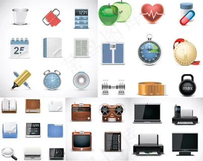 办公与健身图标,免抠元素