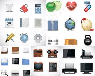 办公与健身图标,免抠元素