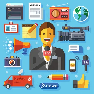 播音扁平化元素,背景元素