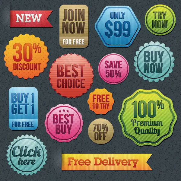 简约圆形网站标签,免抠元素ai矢量模版下载