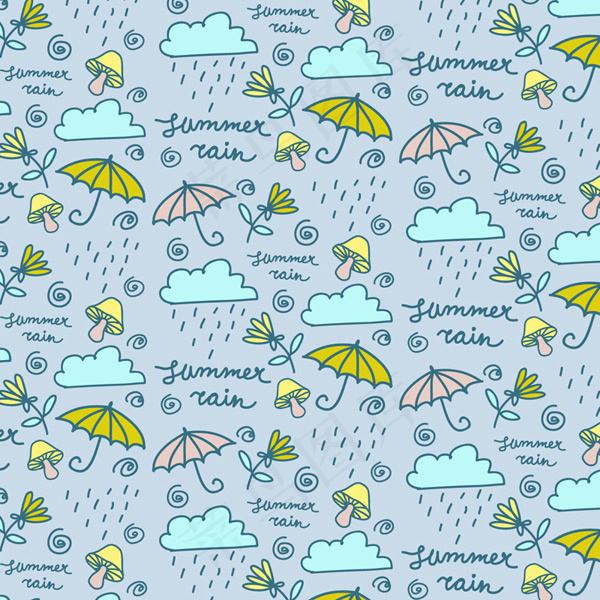 雨云和雨伞背景