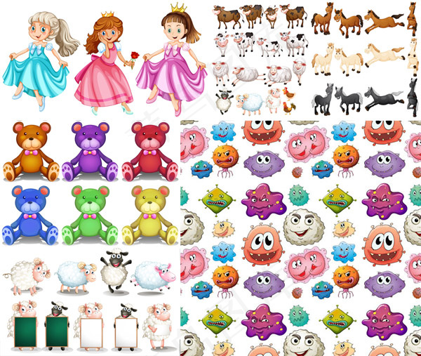 卡通人物与动物