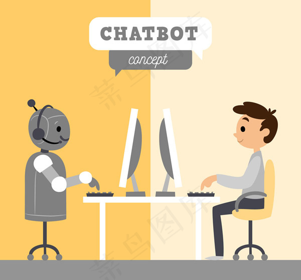 和机器人对话的男子