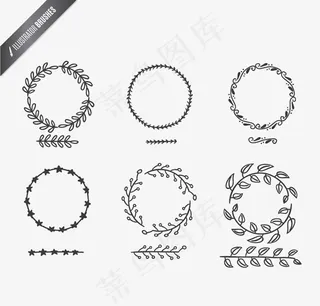 手绘树枝与圆环