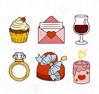 手绘情人节物品