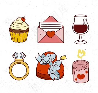 手绘情人节物品