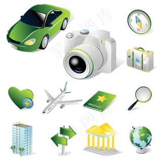 旅游主题图标,免抠元素