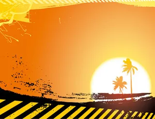 日落椰影插画