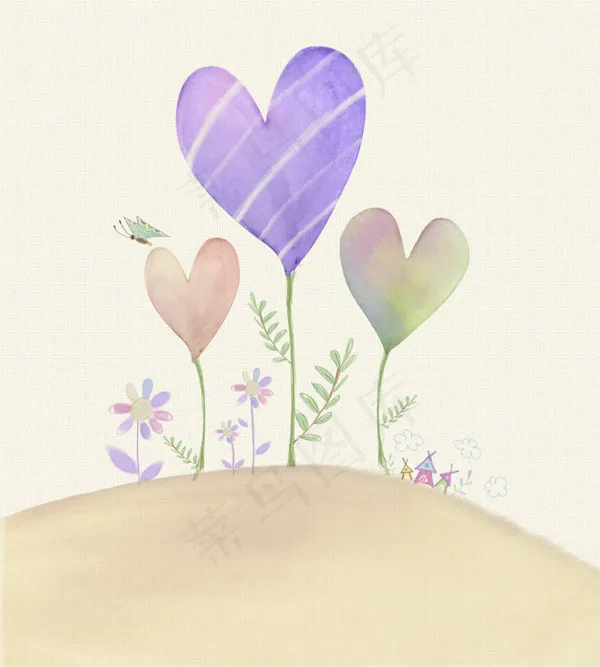 植物水彩插画psd模版下载