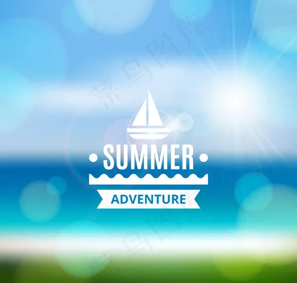 夏季沙滩风景海报ai矢量模版下载