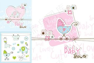 婴儿主题元素卡片