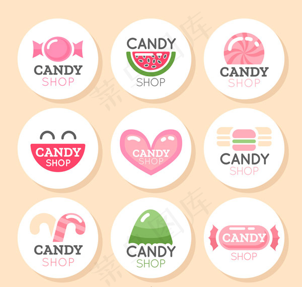 圆形糖果店标签