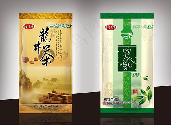 龙井茶叶包装袋(1772X3307(DPI:300))psd模版下载
