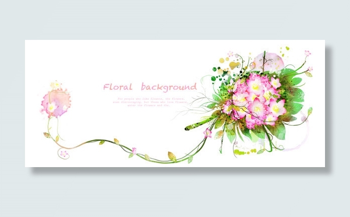 喷溅图案与花卉(8268X3508(DPI:300))psd模版下载