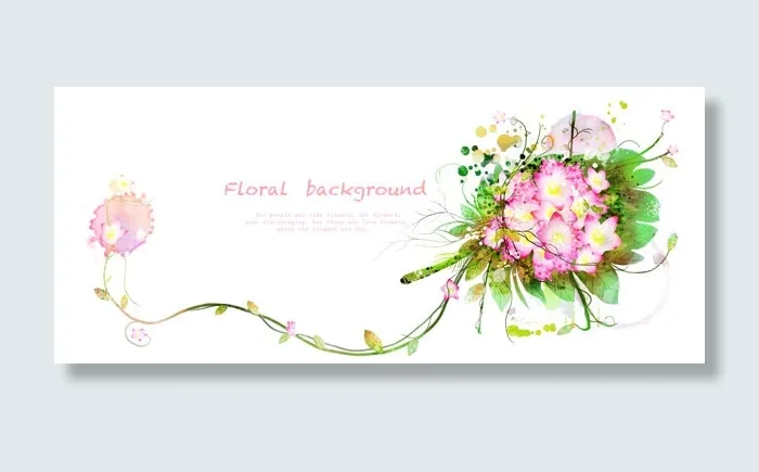 喷溅图案与花卉(8268X3508(DPI:300))psd模版下载