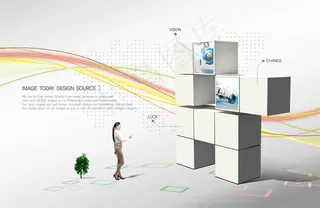 曲线与立方体美女