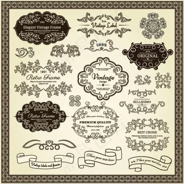 经典花纹标贴02eps,ai矢量模版下载