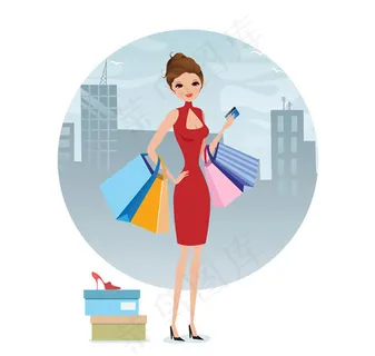 购物女郎矢量
