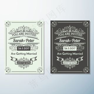 花纹飘带请柬贺卡