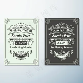 花纹飘带请柬贺卡