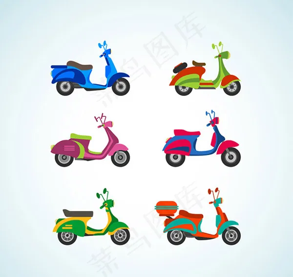 彩色电动车矢量ai矢量模版下载