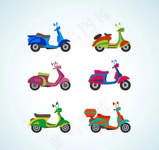 彩色电动车矢量