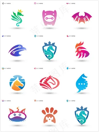 彩色动物标志,免抠元素