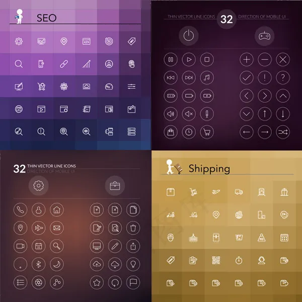 商务线性图标,免抠元素eps,ai矢量模版下载