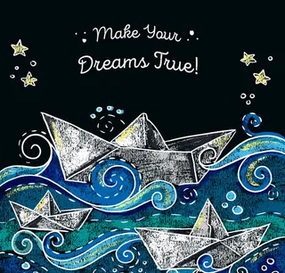 手绘海上的纸船